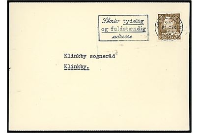 25 øre Fr. IX med perfin SK på brevkort fra Landbrugsministeriets Korn- og Licenskontor i København d. 22.12.1964 til Klinkby.