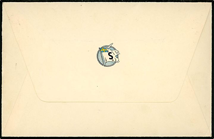 1 mk. og 2 mk. Løve på fortrykt kuvert fra Stockholms Rederiaktiebolag Svea sendt som luftpost fra Turku d. 10.8.1938 til Tallinn, Estland.