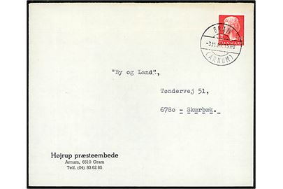 130 øre Margrethe på brev annulleret med parentes stempel Gram (Arnum) d. 3.11.1980 til Skærbæk.