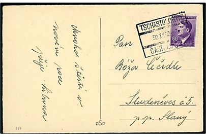Böhmen-Mähren 60 h. Hitler udg. på brevkort annulleret med 2-sproget rammestempel i Tschastolowitz d. 30.12.1942.