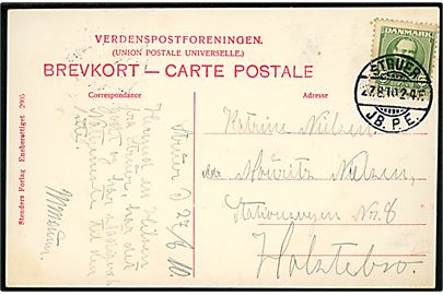 5 øre Fr. VIII på brevkort annulleret med brotype Ia Struer JB.P.E. d. 27.8.1910 til Holstebro.