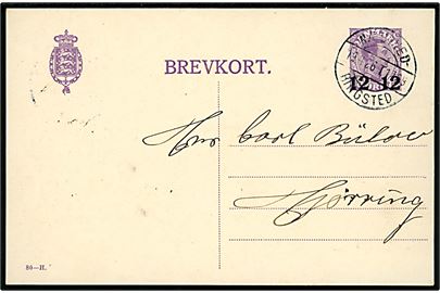 12/15 øre provisorisk helsagsbrevkort fra Glumsø annulleret med bureaustempel Næstved - Ringsted T.1769 d. 19.4.1926 til Hjørring.
