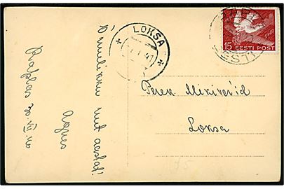 15 s. Brevdue single på brevkort fra Rapsla d. 30.12.1940 til Loksa. Ank.stemplet d. 1.1.1941.