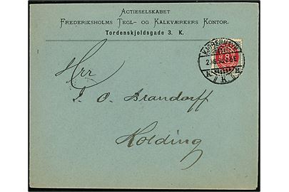 8 øre Tofarvet på brev fra Kjøbenhavn d. 20.6.1898 til Kolding.