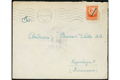 Spansk Marokko. 50 cts. MARRUECOS Provisorium single på brev fra Tanger d. 23.2.1935 til København, Danmark.