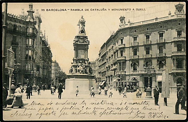 10 cts. Alfonso XIII på brevkort fra Barcelona 1915 til Paris, Frankrig. Fransk censur fra Marseille.