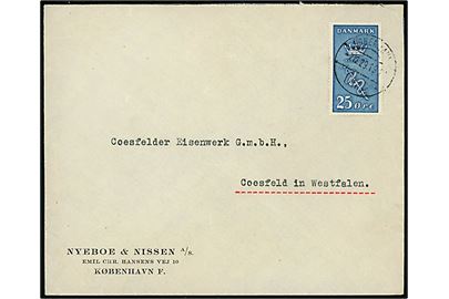 25+5 øre Kræftmærke single på brev fra København d. 7.12.1929 til Coesfeld in Westfalen, Tyskland.