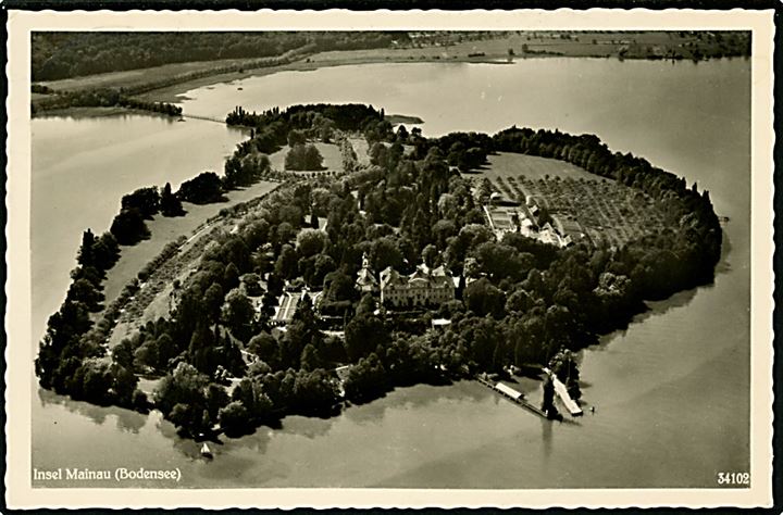 10 pfg. Kölner Dom (2) på brevkort (Insel Mainau) annulleret Insel Mainau Bodensee d. 23.7.1951 til Wetlingen, Schweiz.