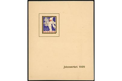 Julemærke 1929 tegnet af Sven Henriksen. Årsmappe med indklæbet 9-blok og digt at Otto Lagoni. 
