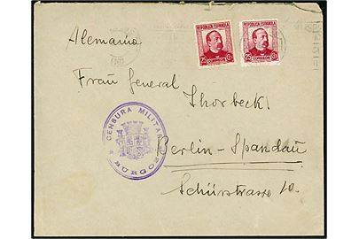 25 cts. Zorrilla (2) på brev fra Burgos d. 25.7.1937 til Berlin, Tyskland. Lokal spansk censur fra Burgos. 