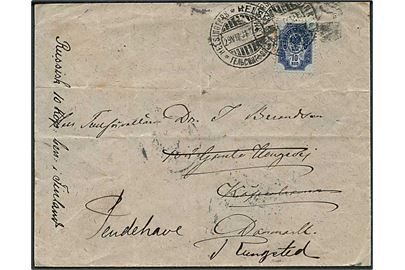 Russisk 10 kop. Våben på brev fra Helsingfors d. 29.8.1901 til Købnenhavn, Danmark - eftersendt til Rungsted.