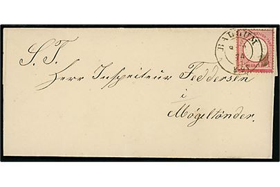 1 gr. Stort Brystskjold på brev annulleret med toringsstempel Ballum d. 8.6.1884 til Møgeltønder.