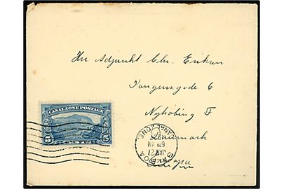 5 cents Canal Zone på brev stemplet Balboa d. 27.1.1937 til Nykøbing F., Danmark.