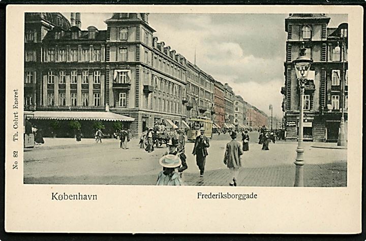 Frederiksborggade med sporvogn no. 138. Th. Cohrt no. 82. Kvalitet 8