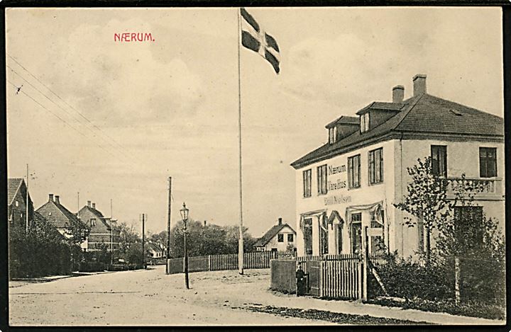 Nærum, “Nærum Varehus” ved købmand Emil Nielsen. Aagaard no. 33987. Kvalitet 8