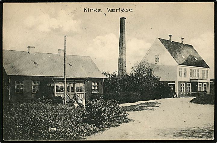 Kirke Værløse, gadeparti med mejeri. C. Mørch no. 10526. Kvalitet 8