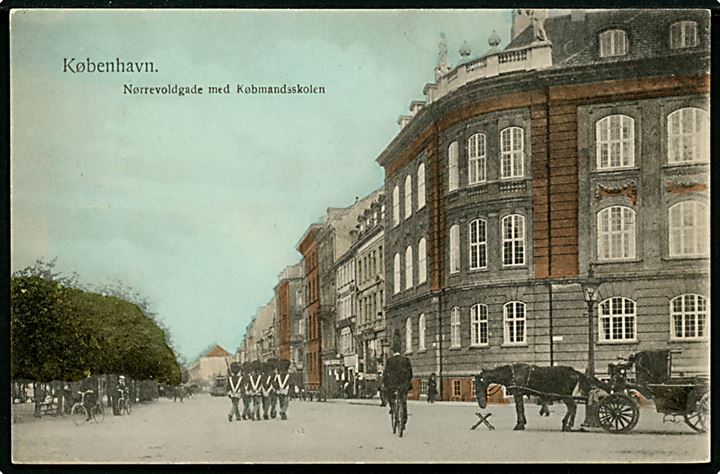 Nørre Voldgade med Købmandsskolen. Fritz Benzen no. 115. Kvalitet 8