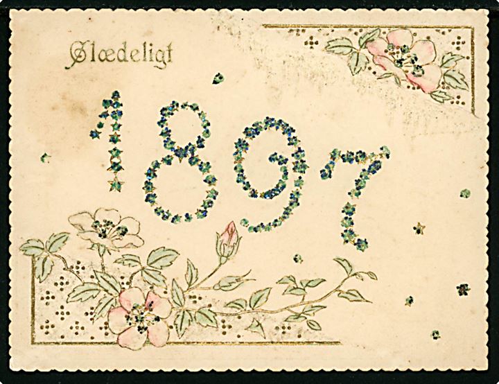 “1897”, nytårs-kartonkort i relief. U/no. Kvalitet 7
