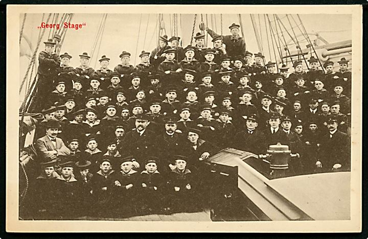 “Georg Stage”, fuldrigger, skoleskib med besætning og elever. Stenders no. 41218. Kvalitet 8