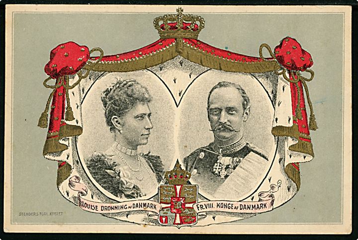 Kong Frederik VIII og Dronning Louise. Stenders u/no. Kvalitet 7