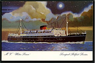 Ulster Prince, M/S, Belfast Steamship Company Liverpool - Belfast rute. Uden adresselinier. 
