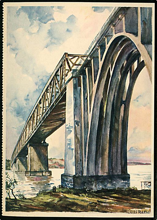 Middelfart, Lillebæltsbroen. D.S.B. no. 7 1939. Tegnet af Lili Réthi. 