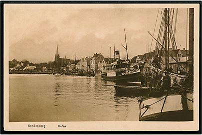 Sønderborg, havn med dampskib. W.B.L.H. no. 1474.