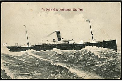 Hellig Olav, S/S, Skandinavien Amerika Linie på ruten Kjøbenhavn - New York. U/no.