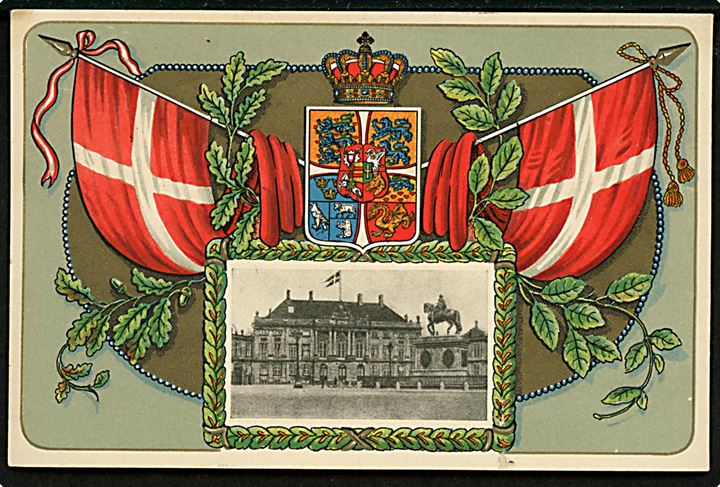 Amalienborg, Dannebrog, Rigsvåben og prospekt. H.C.O. u/no. Kvalitet 8