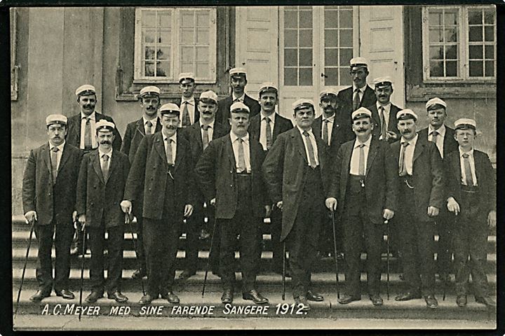 Sangere. A. C. Meyer med sine farende Sangere 1912. U/no. Kvalitet 9