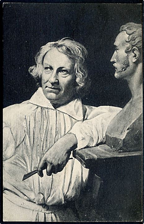 Bertel Thorvaldsen med Horace Vernet buste efter maleri af Horace Vernet. Budtz Mülller & Co. no. 51. Kvalitet 8