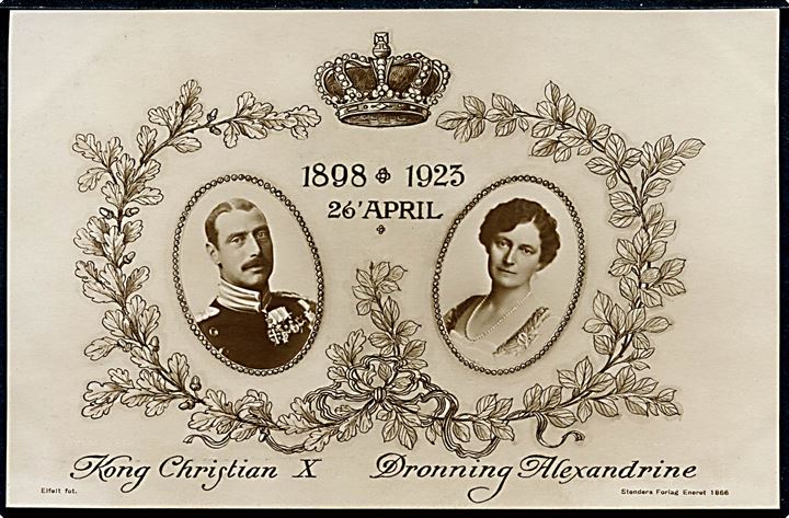 Christian X og Alexandrine sølvbryllup 1898-1923. Fotograf Elfelt. Stenders no. 1866. Kvalitet 9