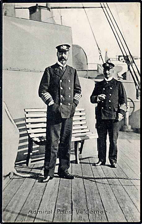 Prins Valdemar som admiral ombord på orlogsskib. Stenders no. 12202. Kvalitet 8