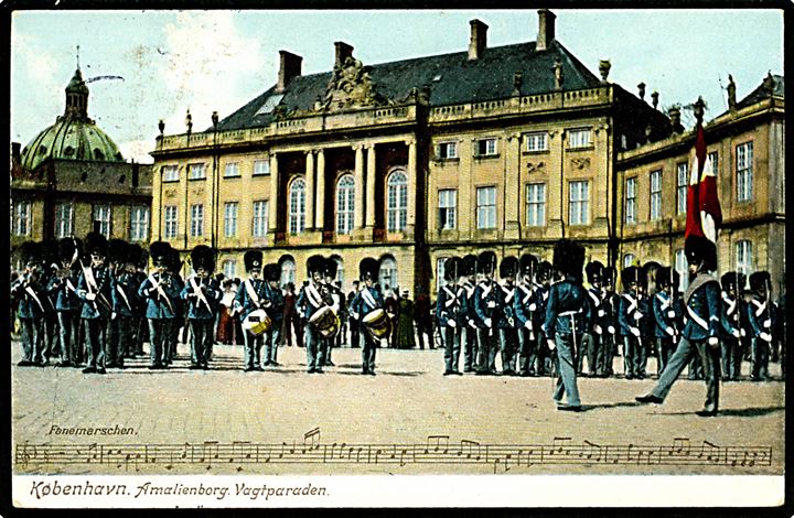 Amalienborg, vagtparade og noder til Fanemarchen. V. P. no. 48. Kvalitet 8