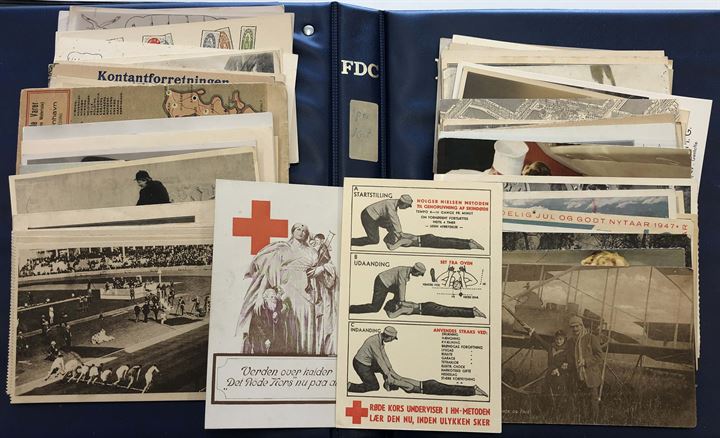 Diverse. Flyvemaskiner, Røde Kors, Olympiade, reklame osv. 117 gode kort.