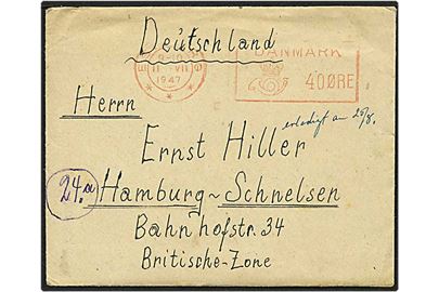 Interneret forsendelse fra Oksbøl d. 11.7.1947 til Hamburg.