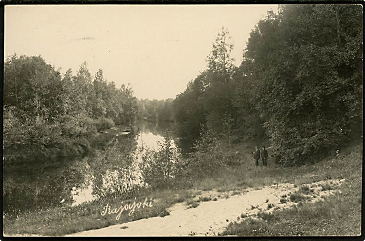 1 mk. Løve på brevkort (Rajajoki - grænseelv i Karelen) stemplet Rajajoki d. 9.9.1924 til Göteryd, Sverige.