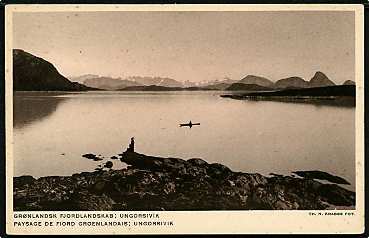 Grønland, Kulbruddet ved Qutdligssat. Foto P. Hirth. Egmont H. Petersen med dansk/fransk tekst.