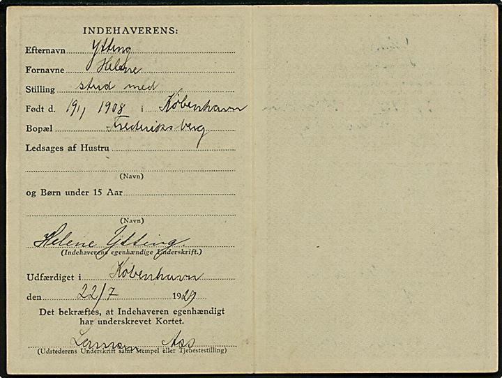 Nordisk Rejsekort med 25 øre Karavel som gebyr stemplet Kjøbenhavn 6 d. 22.7.1929.