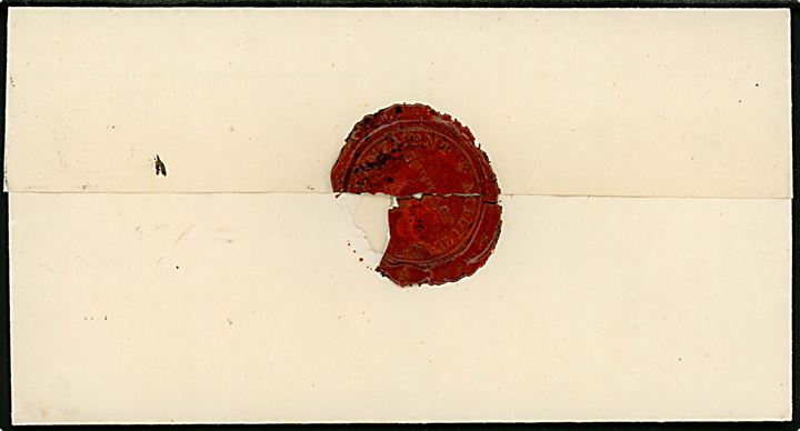1864. Ufrankeret brev mærket “Dienstsache” fra Militär Gouvernement für Jütland med 2-ringsstempel K.PR.FELDPOST-AMT * GARDE-CORPS * (= Aarhus) d. 25.8.1864 til Hjørring. På bagsiden del af laksegl.
