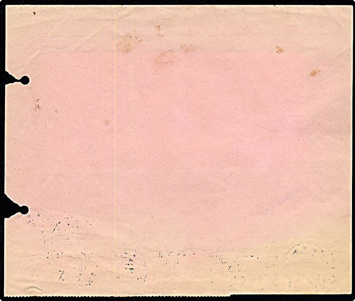 10 øre Gebyr (12) stemplet Aalborg d. 17.11.1933 på genpart og bekræftet kopi af Telegram - Formular T.2 11/31 - med ovalt stempel: (krone) Statstelegrafstation AALBORG. To arkivhuller og rifter i venstre side. 