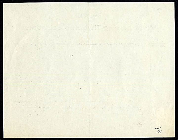 10 øre Genforening annulleret med liniestempel “Lemvig Postkontor” som gebyr på Regning fra Vemb-Lemvig-Thyborøn Jærnbane vedr. køb af frimærker d. 19.9.1921.