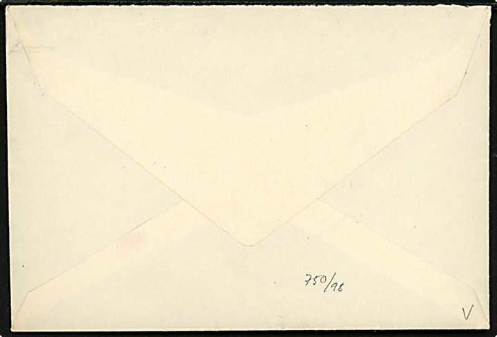 20 øre Chr. X på brev annulleret med violet jernbane-stempel NYBORG * D.S.B. * d. 4.9.1922 til Jernbane-Telegrafkontoret, Hovedbanegården, København B. Ikke registreret af Bendix.