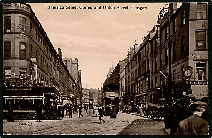 Glasgow, Jamaica Street corner and Union Street med sporvogne. 
