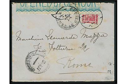 5 mills single på brev fra d. 4.11.1915 til Rom, Italien. Åbnet af egyptisk censur