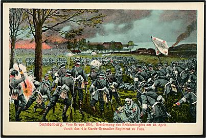 Sønderborg. Krigen 1864. Stormen på Brückenkopfes d. 18. April, med Garde Grenadier Regiment til fods. W.B.L.H. no. 3512.
