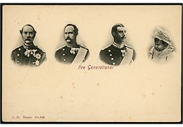 4 royale generationer, kong Chr. IX og prinserne Frederik, Christian og Frederik. Stenders no. 648.