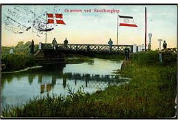 Skodborghus, grænsen ved. P. Hansen u/no. Brugt i Rödding (Schleswig) 1913 til Danmark. 