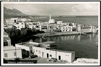 Kyrenia Harbour. H.G. Pantelides u/no. Med 2 Piastres George VI fra Kyrenia til Danmark. 