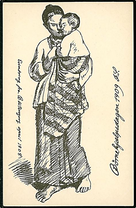 Joakim Skovgaard: Javanesisk dame med barn fra Büitenzorg april 1908. Børnehjælpsdagen 1909. Chr. J. Cato u/no.